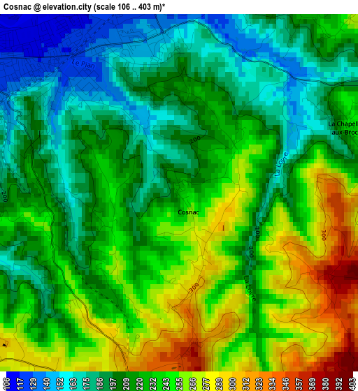 Cosnac elevation map