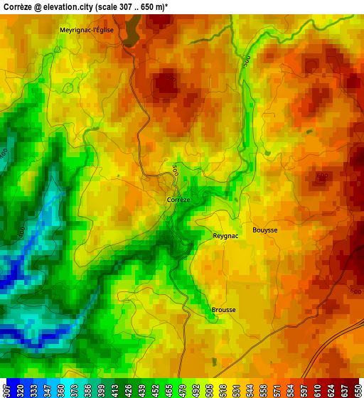 Corrèze elevation map