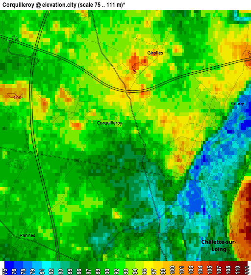 Corquilleroy elevation map