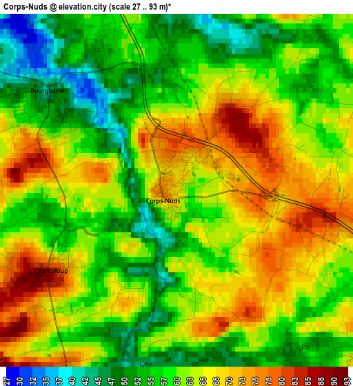 Corps-Nuds elevation map