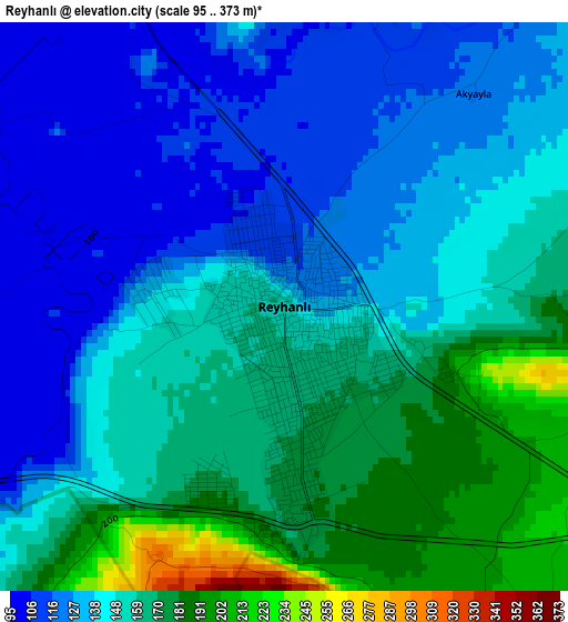 Reyhanlı elevation map