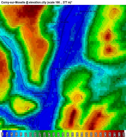 Corny-sur-Moselle elevation map