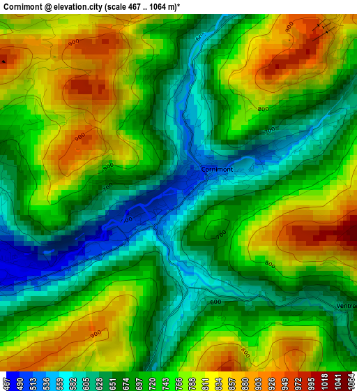 Cornimont elevation map