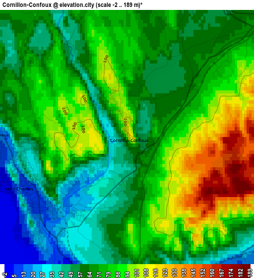 Cornillon-Confoux elevation map