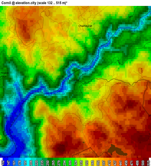 Cornil elevation map