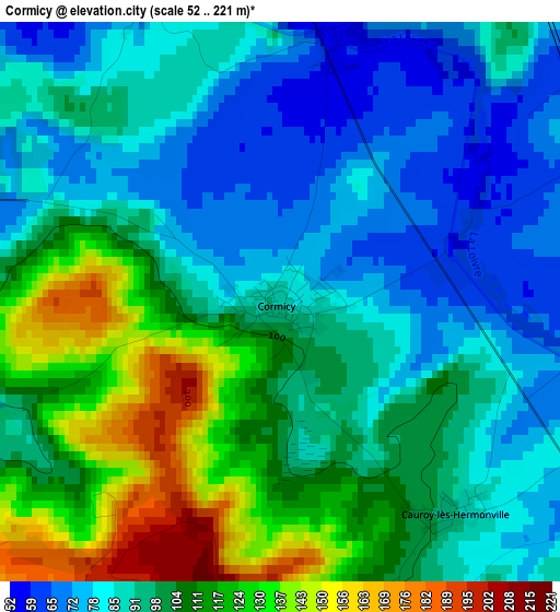 Cormicy elevation map