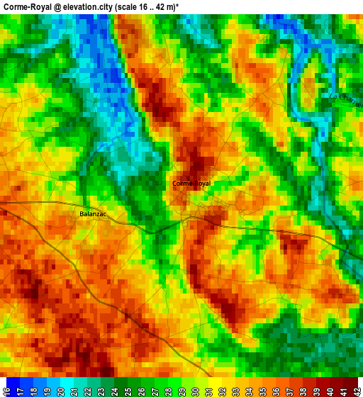 Corme-Royal elevation map