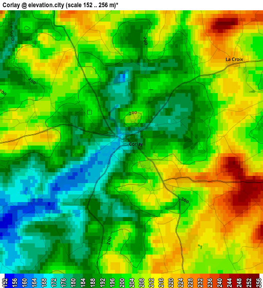 Corlay elevation map