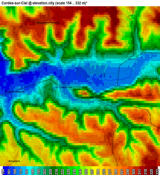 Cordes-sur-Ciel elevation map