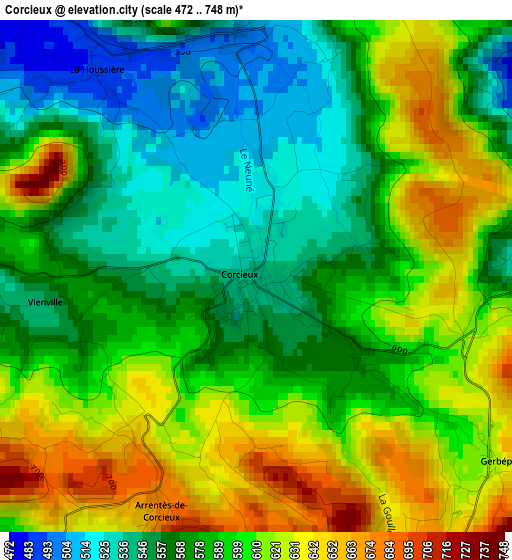 Corcieux elevation map