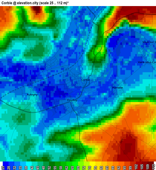 Corbie elevation map