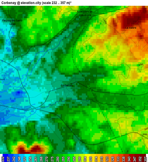 Corbenay elevation map