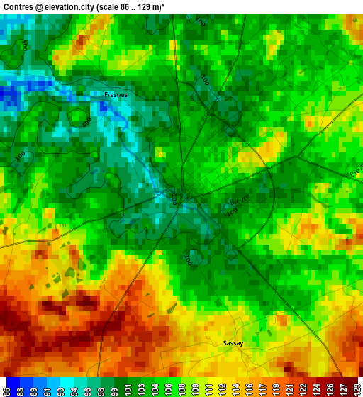 Contres elevation map