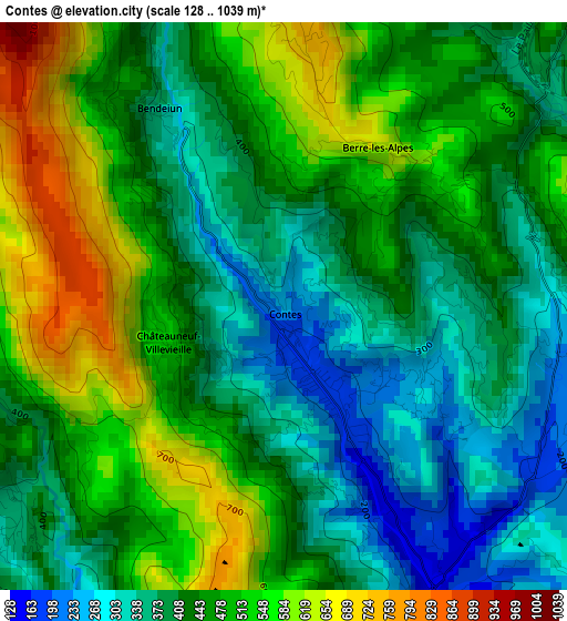 Contes elevation map