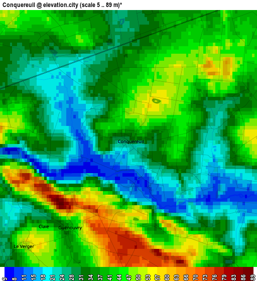 Conquereuil elevation map