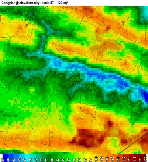 Congrier elevation map