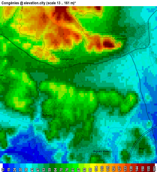 Congénies elevation map