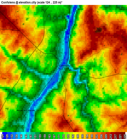 Confolens elevation map