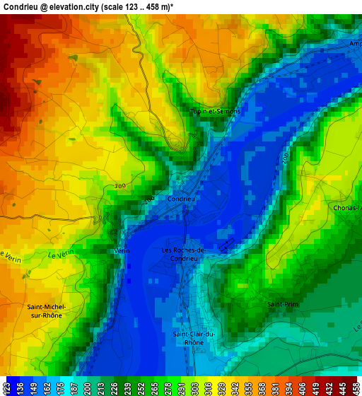 Condrieu elevation map