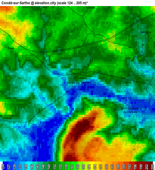 Condé-sur-Sarthe elevation map