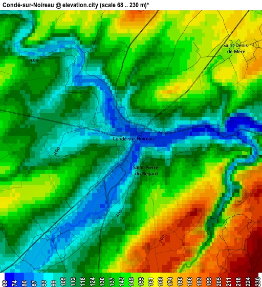 Condé-sur-Noireau elevation map