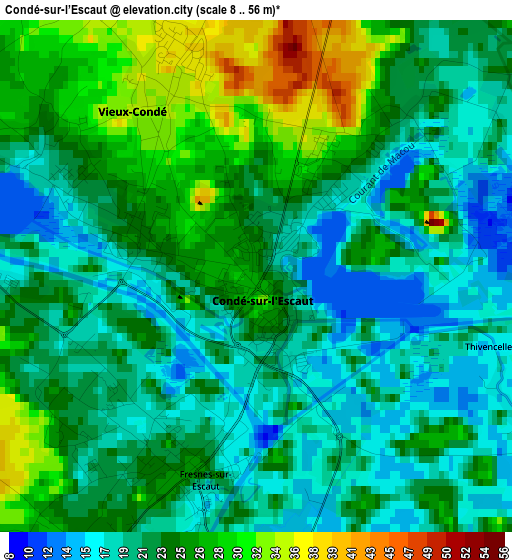 Condé-sur-l’Escaut elevation map