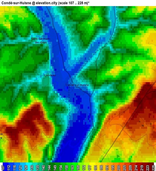 Condé-sur-Huisne elevation map