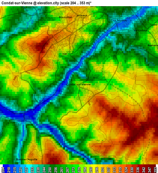 Condat-sur-Vienne elevation map