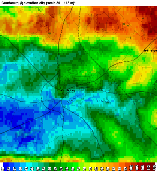 Combourg elevation map