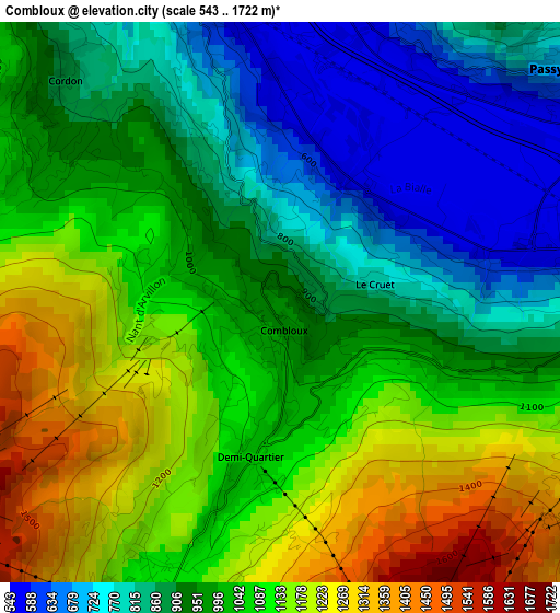 Combloux elevation map