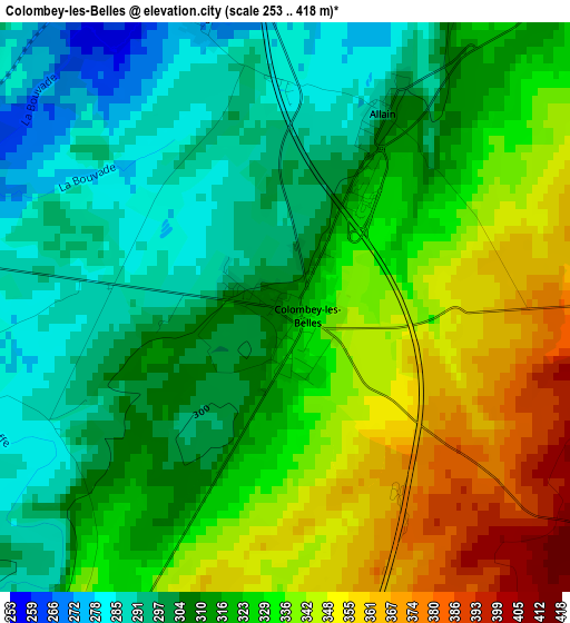 Colombey-les-Belles elevation map