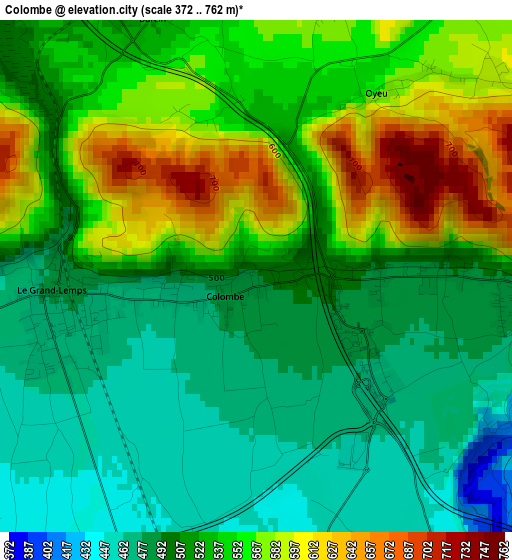 Colombe elevation map