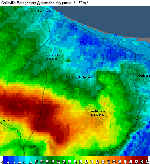 Colleville-Montgomery elevation map