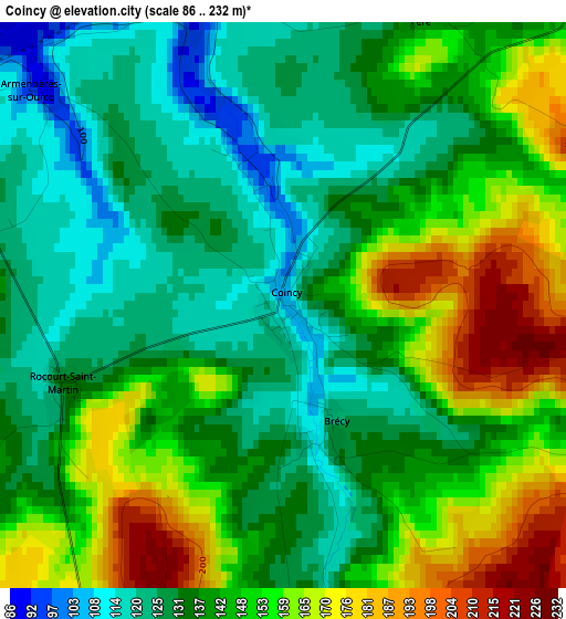 Coincy elevation map