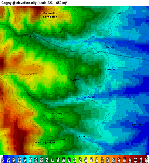 Cogny elevation map