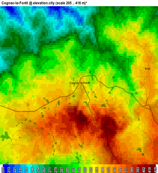 Cognac-la-Forêt elevation map