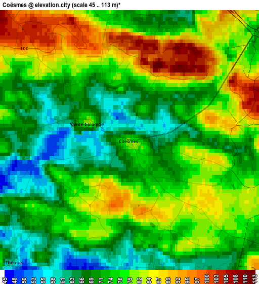 Coësmes elevation map