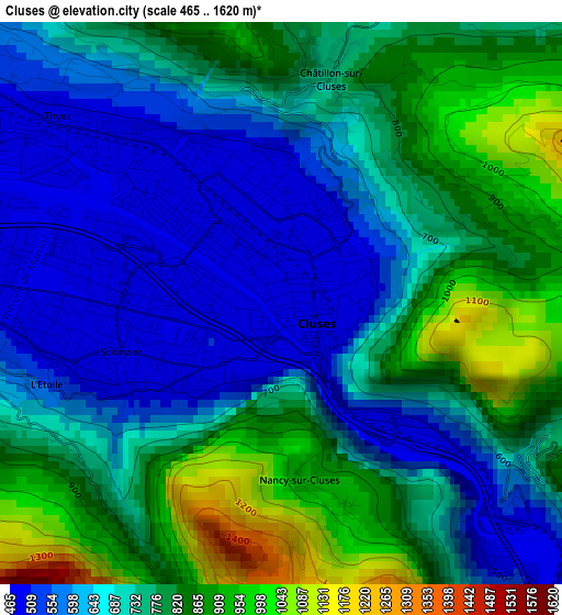 Cluses elevation map