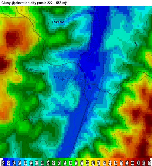 Cluny elevation map