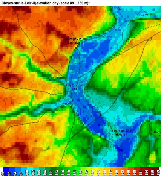 Cloyes-sur-le-Loir elevation map