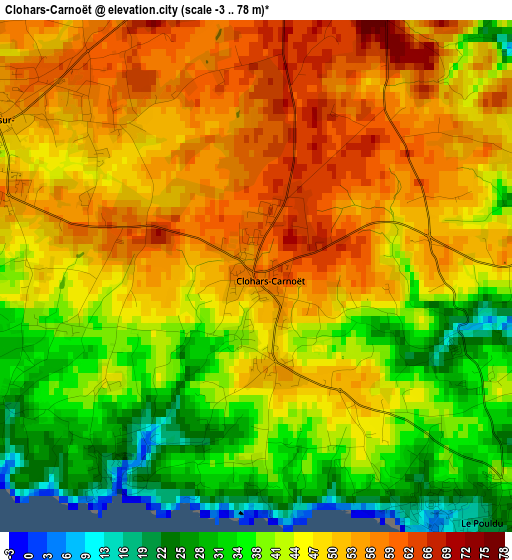 Clohars-Carnoët elevation map