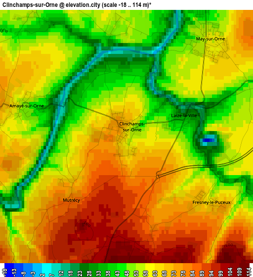 Clinchamps-sur-Orne elevation map