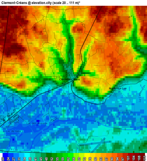 Clermont-Créans elevation map