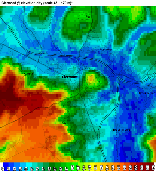 Clermont elevation map