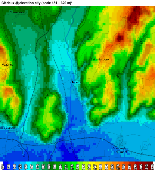 Clérieux elevation map