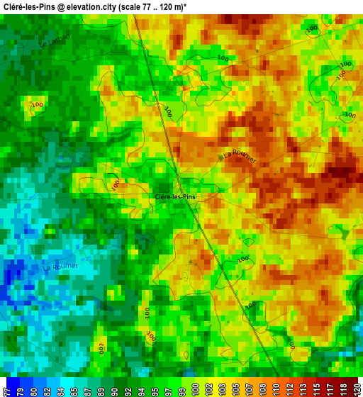 Cléré-les-Pins elevation map