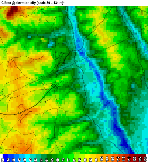 Clérac elevation map