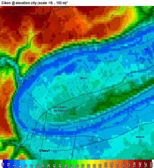 Cléon elevation map