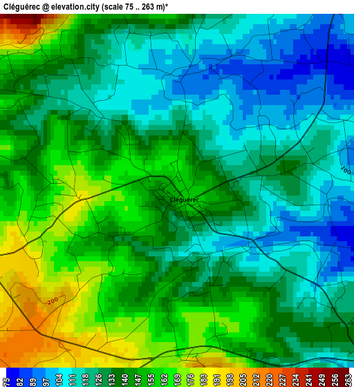 Cléguérec elevation map