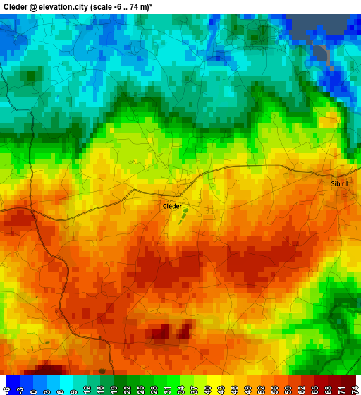 Cléder elevation map